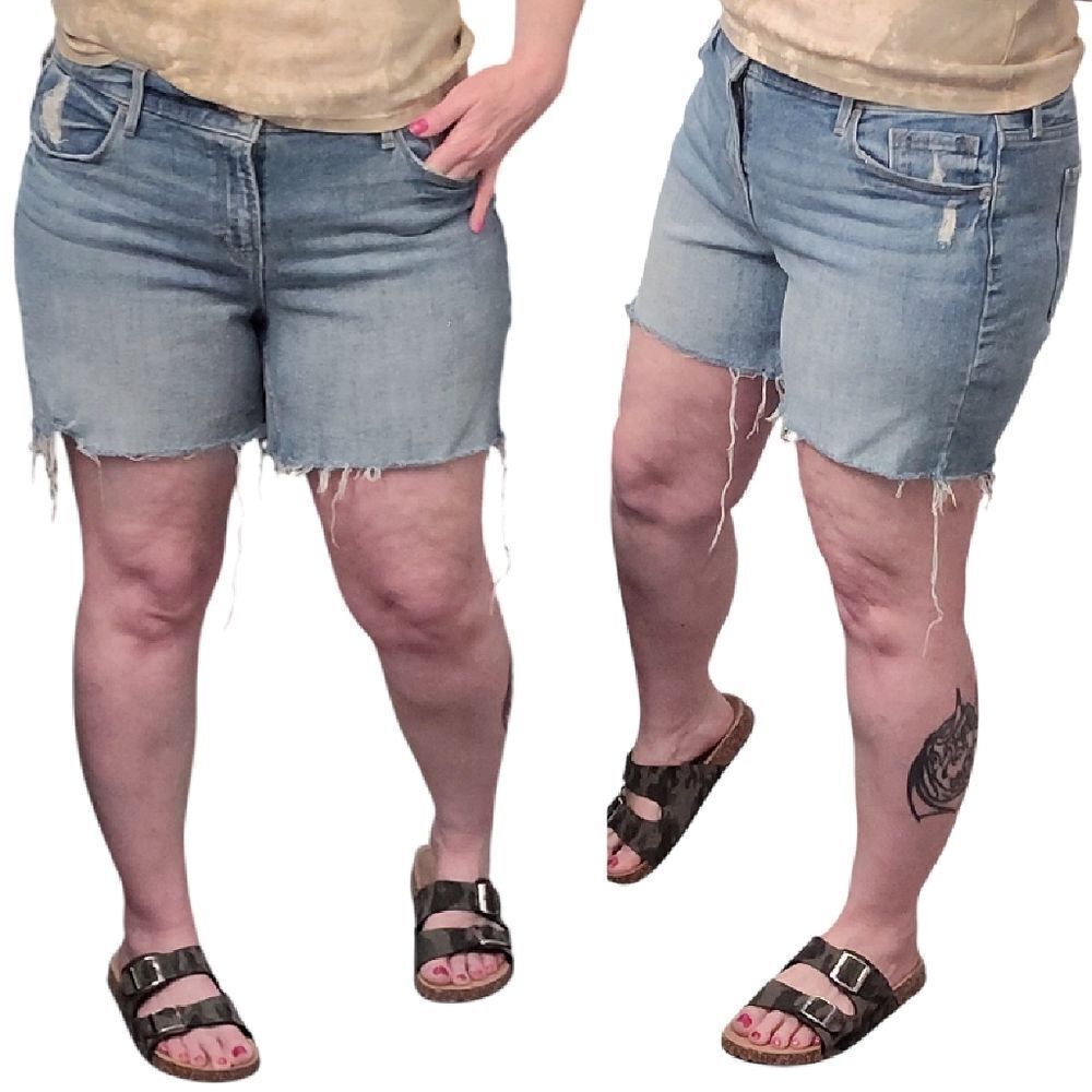 Old Navy Blue Distressed Midrise Cut Off Jean Shorts Plussize 14‎